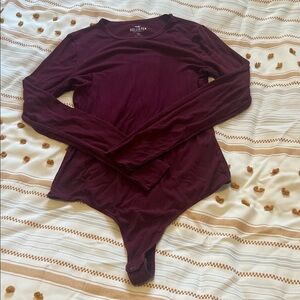 Hollister Deep Burgundy Long Sleeve Bodysuit